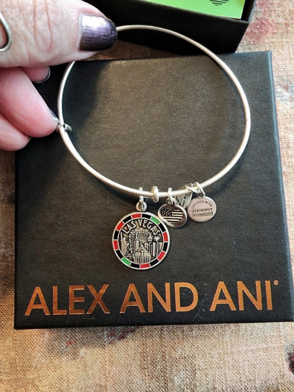 Alex and Ani Las Vegas City of Lights Bangle Silver & Black
